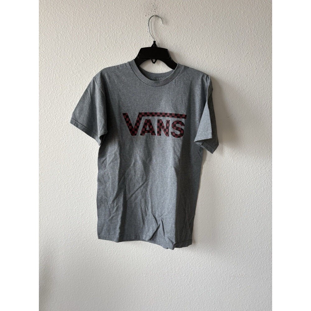 Vans Men’s Checkered Logo Light Grey Short Sleeve T Shirt Size Small